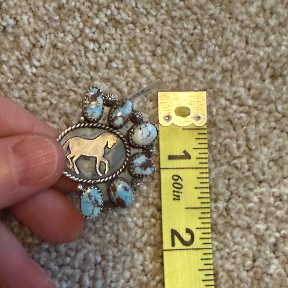 Turquoise & Sterling Silver Rodeo Ring - Picture 9 of 9